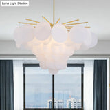 White Flaky Chandelier - Wide 25/25.5/34 Simple 4 Lights Acrylic Pendant For Bedroom