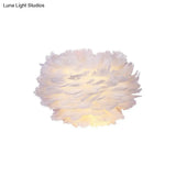 White Floral Wall Mount Light - Minimalist Feather Sconce For Bedroom
