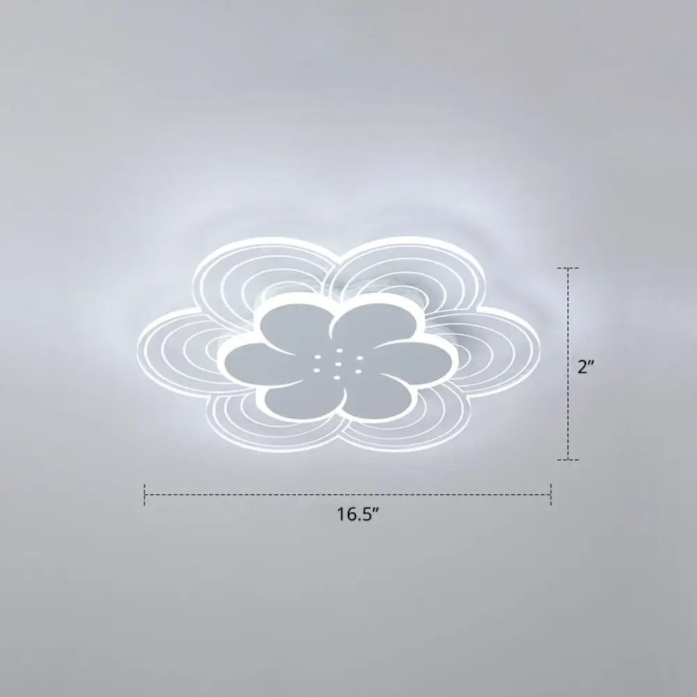White Flower Flush Mount Led Light For Bedroom / 16.5’