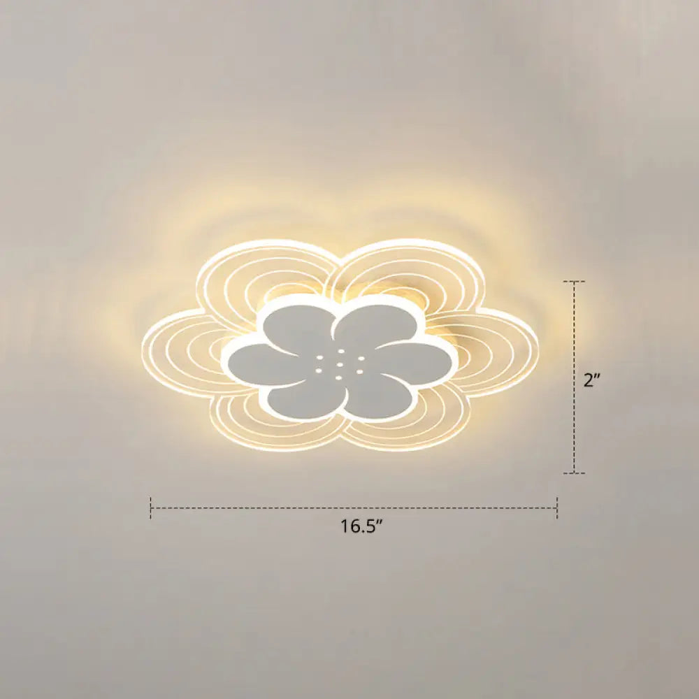 White Flower Flush Mount Led Light For Bedroom / 16.5’ Third Gear