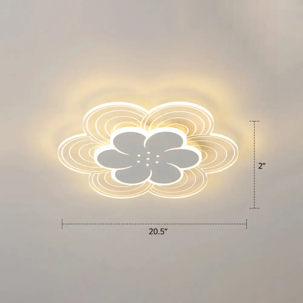 White Flower Flush Mount Led Light For Bedroom / 20.5’ Third Gear