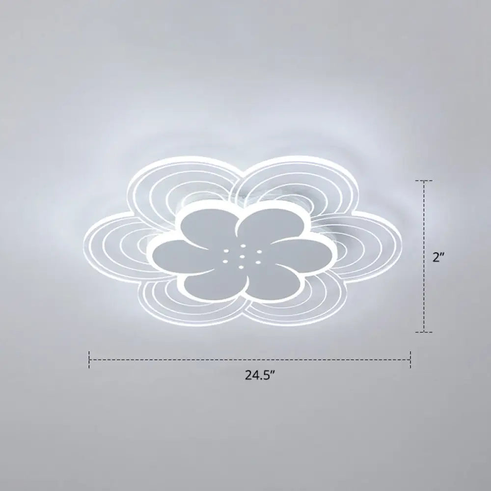 White Flower Flush Mount Led Light For Bedroom / 24.5’