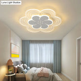 White Flower Flush Mount Led Light For Bedroom