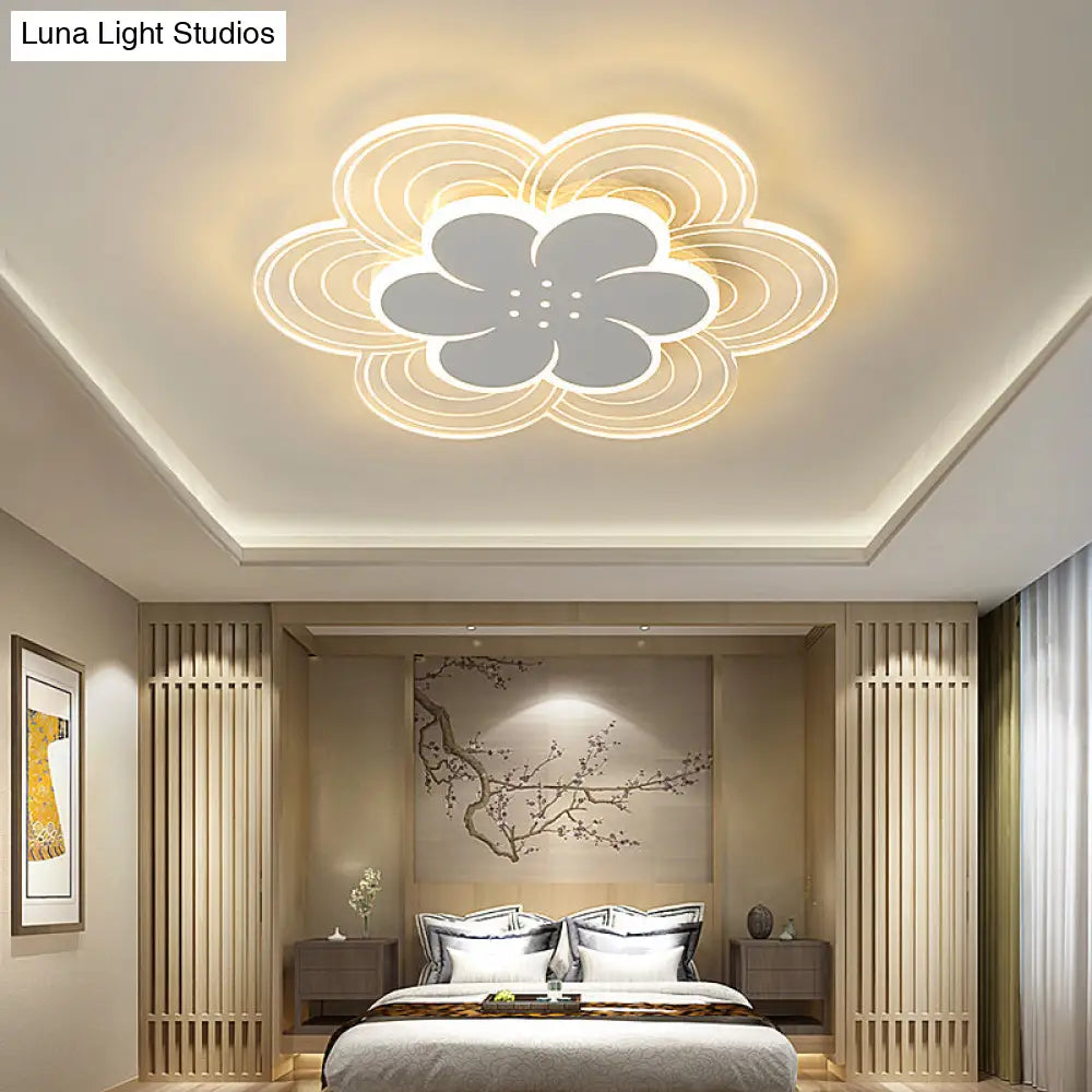 White Flower Flush Mount Led Light For Bedroom
