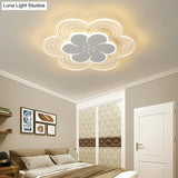 White Flower Flush Mount Led Light For Bedroom