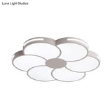 White Flower Shade Led Flush Mount Light Fixture For Hallway With Macron Style Acrylic Design