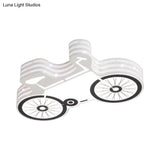 White Flushmount Iron Kids Led Ceiling Light With Recessed Diffuser - Ideal For Bicycle Child