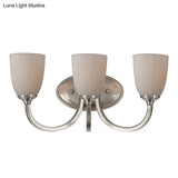White Glass Cup Sconce: Traditional Bathroom Vanity Light With 3/4 Lights In Black/Chrome