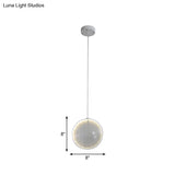 White Glass Lens Pendulum Light - Simplicity 8’/10’/12’ Wide 1 Bulb Hanging Pendant For Bedroom