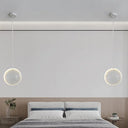 White Glass Lens Pendulum Light - Simplicity 8’/10’/12’ Wide 1 Bulb Hanging Pendant For Bedroom / 8’