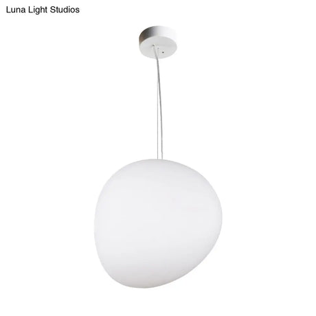 White Glass Oval Ceiling Pendant Light - 6’’/9’’/12.5’’ Wide - Simple Style - 1 Light Hanging Lamp Kit