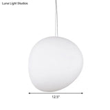 White Glass Oval Ceiling Pendant Light - 6’’/9’’/12.5’’ Wide - Simple Style - 1 Light Hanging Lamp Kit