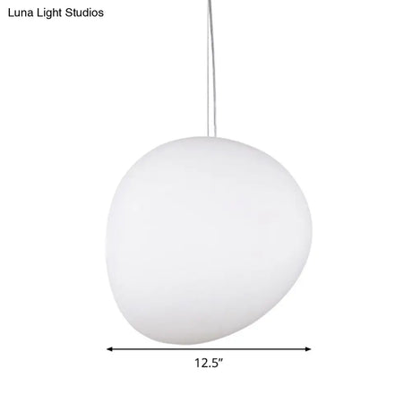 White Glass Oval Ceiling Pendant Light - 6’’/9’’/12.5’’ Wide - Simple Style - 1 Light Hanging Lamp Kit