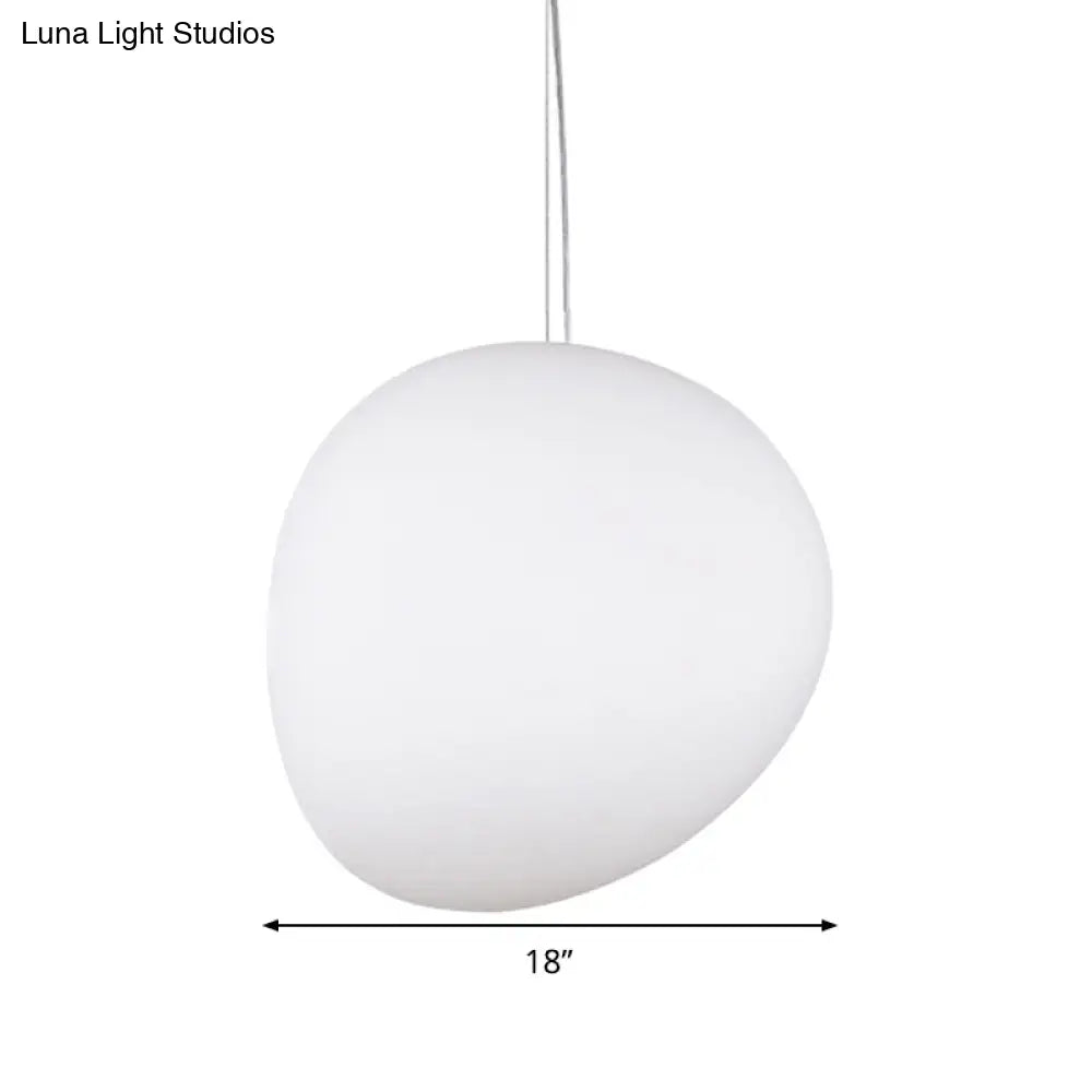 White Glass Oval Ceiling Pendant Light - 6’’/9’’/12.5’’ Wide - Simple Style - 1 Light Hanging Lamp Kit