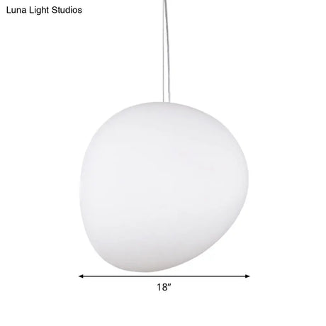 White Glass Oval Ceiling Pendant Light - 6’’/9’’/12.5’’ Wide - Simple Style - 1 Light Hanging Lamp Kit