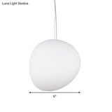 White Glass Oval Ceiling Pendant Light - 6’’/9’’/12.5’’ Wide - Simple Style - 1 Light Hanging Lamp Kit