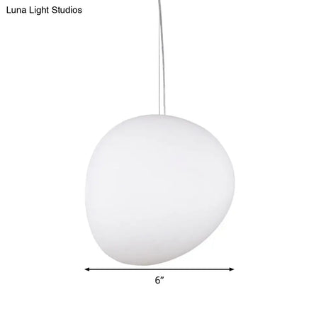 White Glass Oval Ceiling Pendant Light - 6’’/9’’/12.5’’ Wide - Simple Style - 1 Light Hanging Lamp Kit