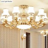 White Glass Retro Style Suspension Light - Bud Shade Living Room Chandelier