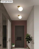 White Glass Round Ceiling Flush Mount Light - Simplistic Style Fixture