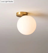 White Glass Round Ceiling Flush Mount Light - Simplistic Style Fixture