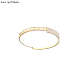 White Inlaid Crystal Led Flush Mount Ceiling Light For Minimalist Bedroom