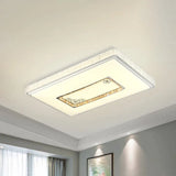 White Led Crystal Block Ceiling Lamp With Remote Control Dimming - Simple & Elegant / 3 Color