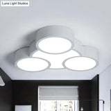 White Led Flush Mount Ceiling Lamp For Kindergarten With Simple Acrylic Design