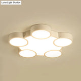 White Led Flush Mount Ceiling Lamp For Kindergarten With Simple Acrylic Design