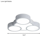 White Led Flush Mount Ceiling Lamp For Kindergarten With Simple Acrylic Design