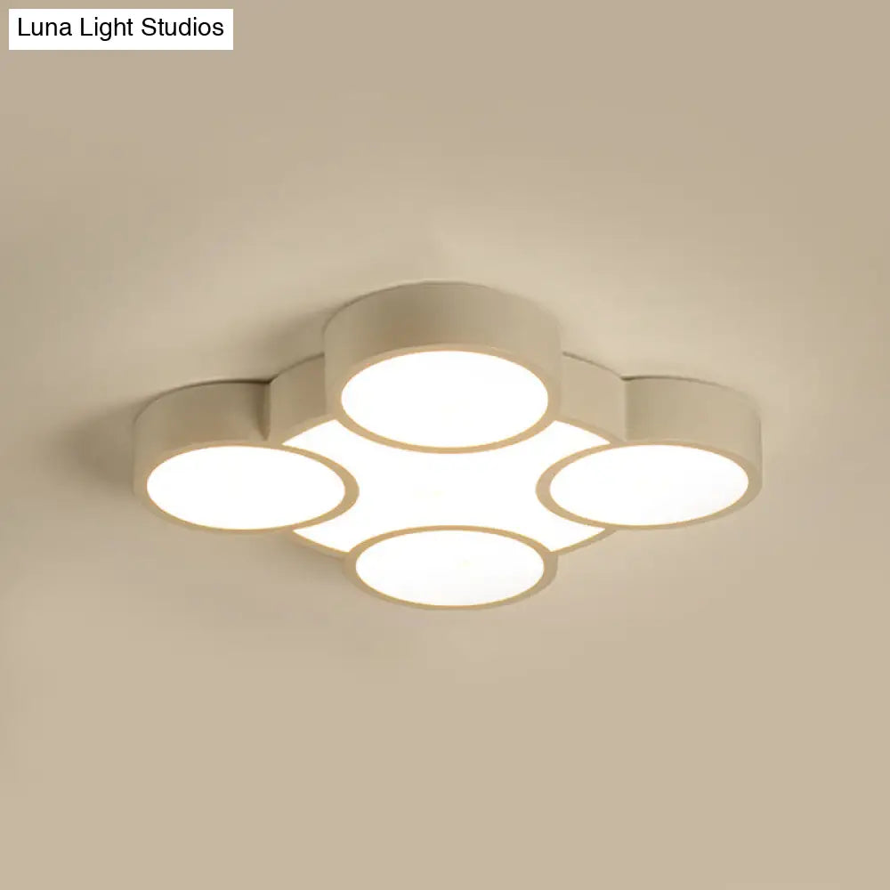 White Led Flush Mount Ceiling Lamp For Kindergarten With Simple Acrylic Design