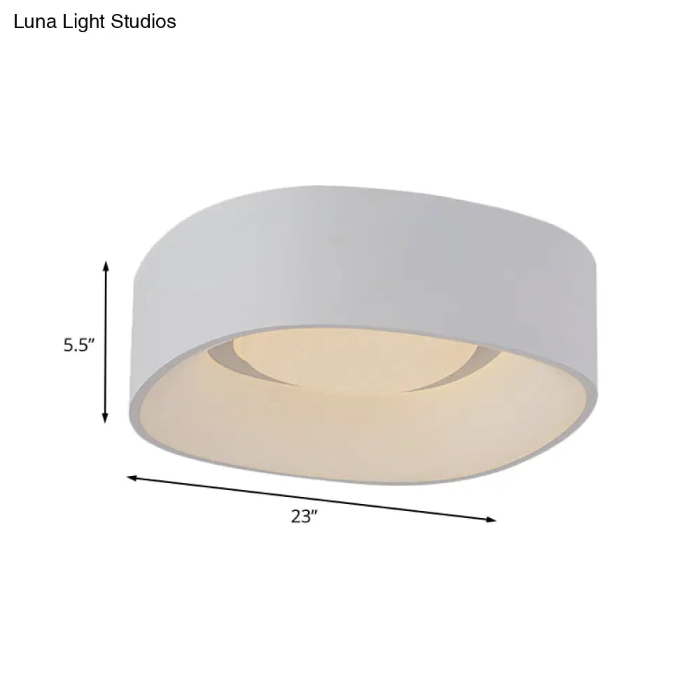 White Led Flush Mount Ceiling Light With Metallic Shade Available In 19’/23’ W