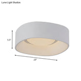 White Led Flush Mount Ceiling Light With Metallic Shade Available In 19’/23’ W