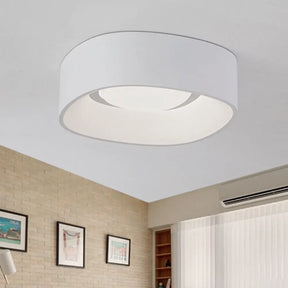 White Led Flush Mount Ceiling Light With Metallic Shade Available In 19’/23’ W / 19’