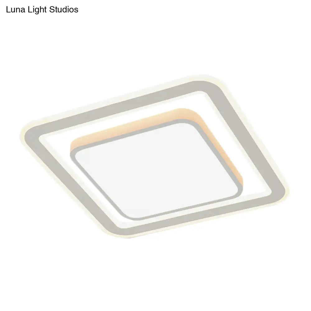 White Led Flush Mount Lamp For Bedroom Acrylic Round/Square Flushmount Fixture