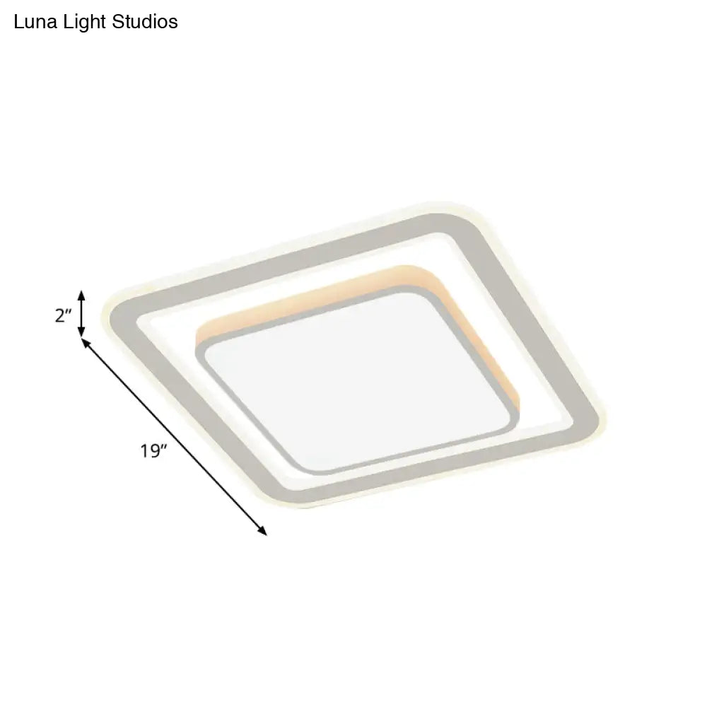 White Led Flush Mount Lamp For Bedroom Acrylic Round/Square Flushmount Fixture