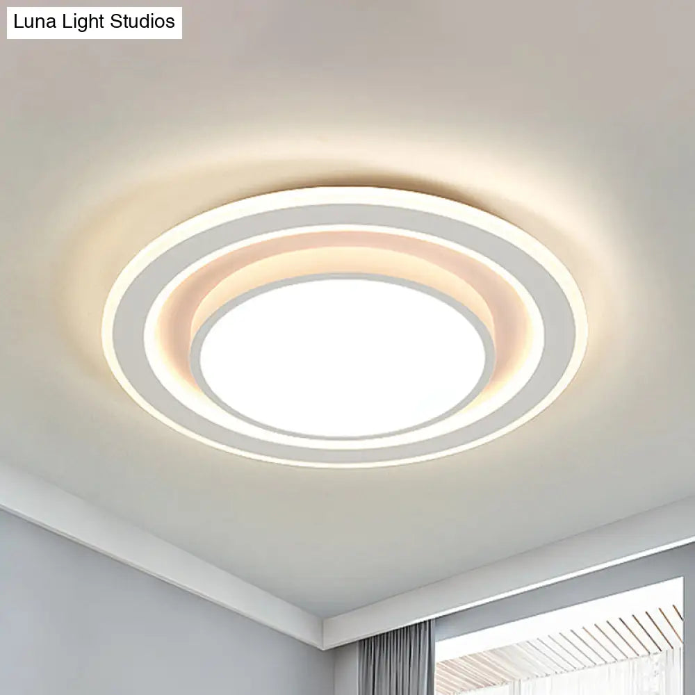 White Led Flush Mount Lamp For Bedroom Acrylic Round/Square Flushmount Fixture