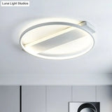 White Led Flush Mount Light: Modern Geometric Fixture For Bedroom Ceiling