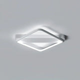 White Led Flush Mount Light: Modern Geometric Fixture For Bedroom Ceiling / 18’ Rhombus