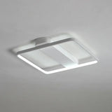 White Led Flush Mount Light: Modern Geometric Fixture For Bedroom Ceiling / 18’ Square Plate