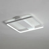 White Led Flush Mount Light: Modern Geometric Fixture For Bedroom Ceiling / 21.5’ Square Plate