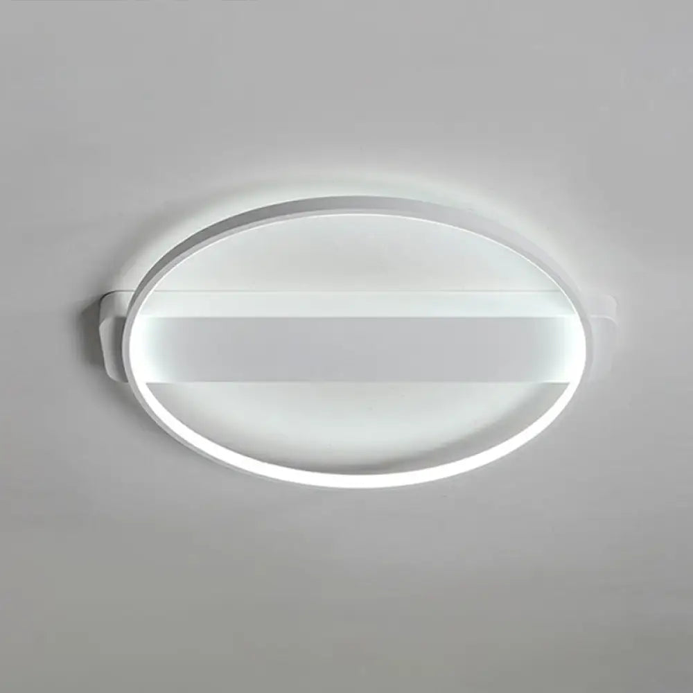 White Led Flush Mount Light: Modern Geometric Fixture For Bedroom Ceiling / 25.5’ Round