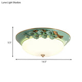 White Led Flush Mount Lighting For Bedroom - Pastoral Bowl Ceiling Fixture (1 Light Metal