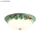White Led Flush Mount Lighting For Bedroom - Pastoral Bowl Ceiling Fixture (1 Light Metal