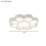 White Led Petal Ceiling Flush Mount Lamp - 19.5’/23.5’/31.5’ Modern Acrylic Warm 3 Color Light