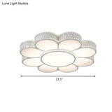 White Led Petal Ceiling Flush Mount Lamp - 19.5’/23.5’/31.5’ Modern Acrylic Warm 3 Color Light