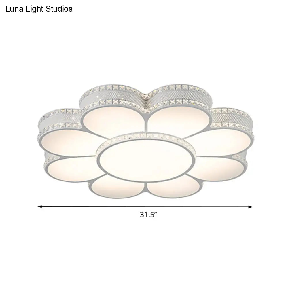 White Led Petal Ceiling Flush Mount Lamp - 19.5’/23.5’/31.5’ Modern Acrylic Warm 3 Color Light