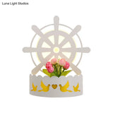 White Led Sconce With Shelf - Stylish Wall Light For Adult Bedroom