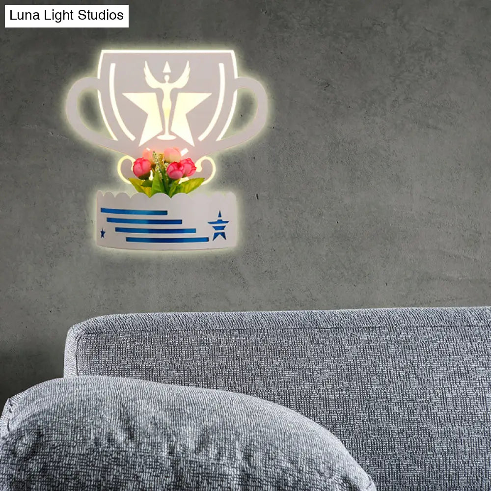 White Led Sconce With Shelf - Stylish Wall Light For Adult Bedroom