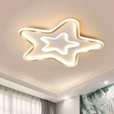White Led Star Bedroom Flush Ceiling Light - Acrylic Cartoon Mount Fixture