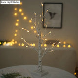 White Led Usb Nightstand Lamp: Plastic Birch Tree Art Decor For Living Room